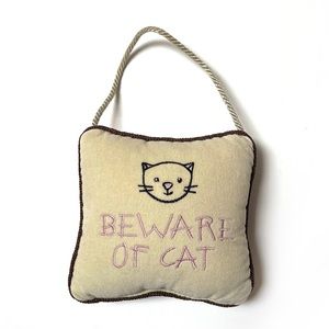Beware of Cat Hanging Pillow